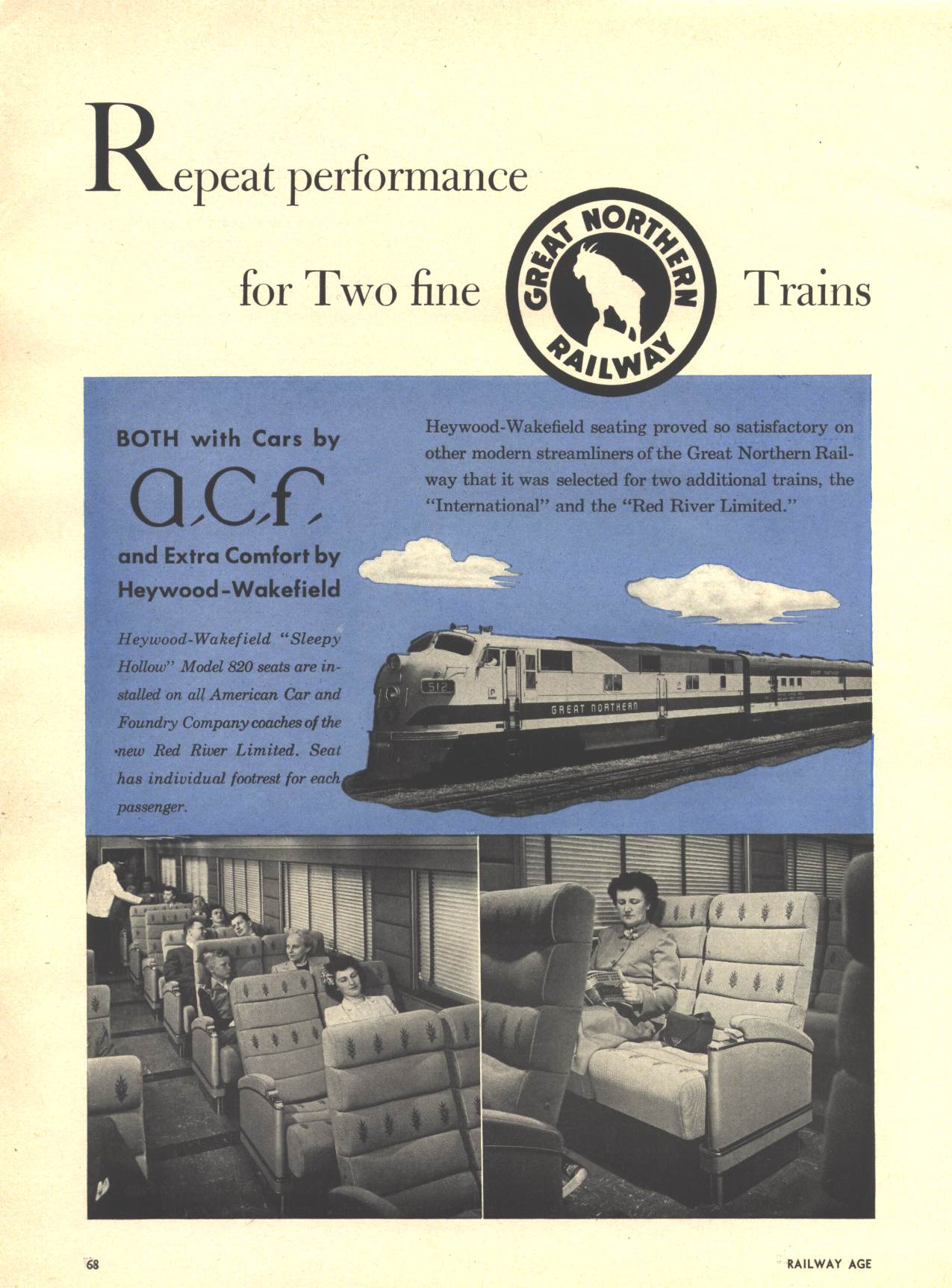 Heywood-Wakefield ad in Railway Age page 68